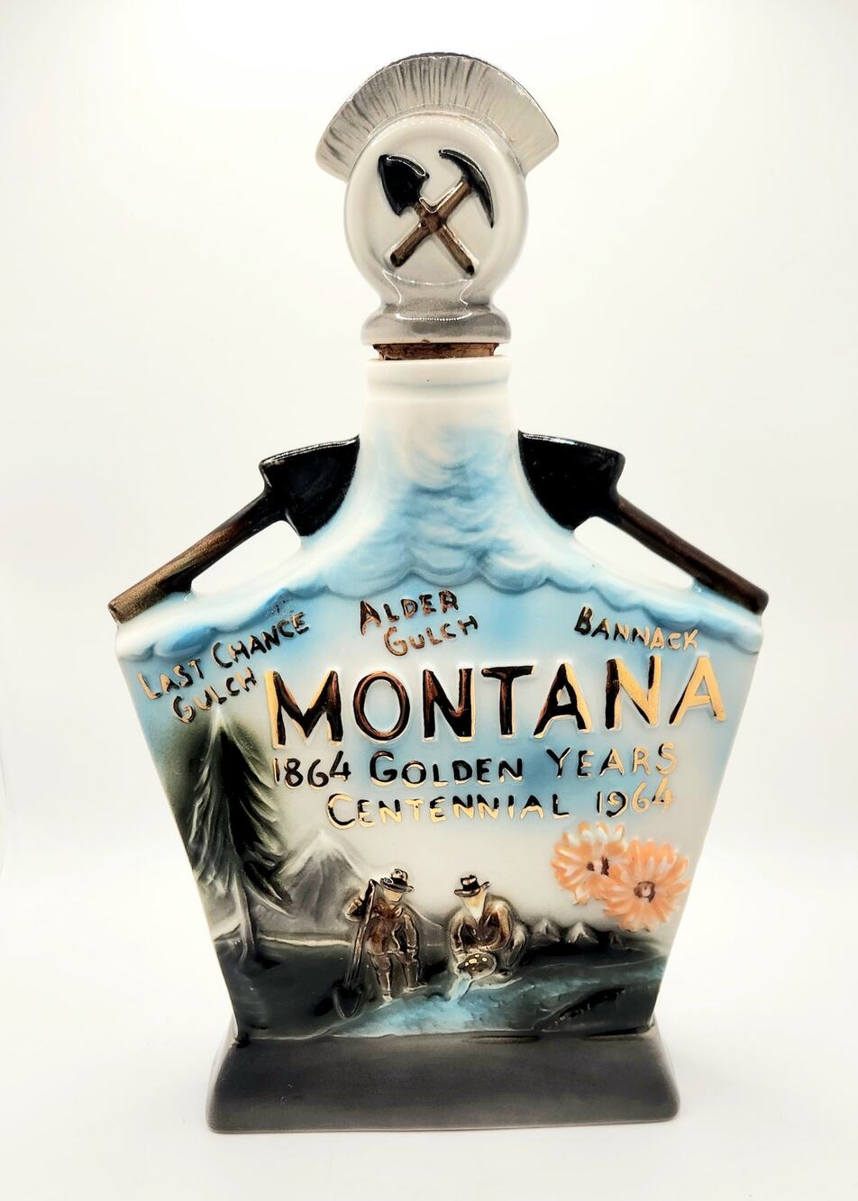 Vintage 1964 Jim Beam Montana Centennial Regal China Decanter Empty 11.5"